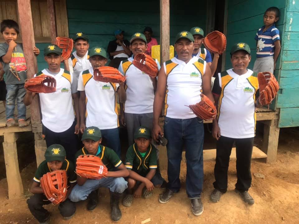 Men holding baseball gloves