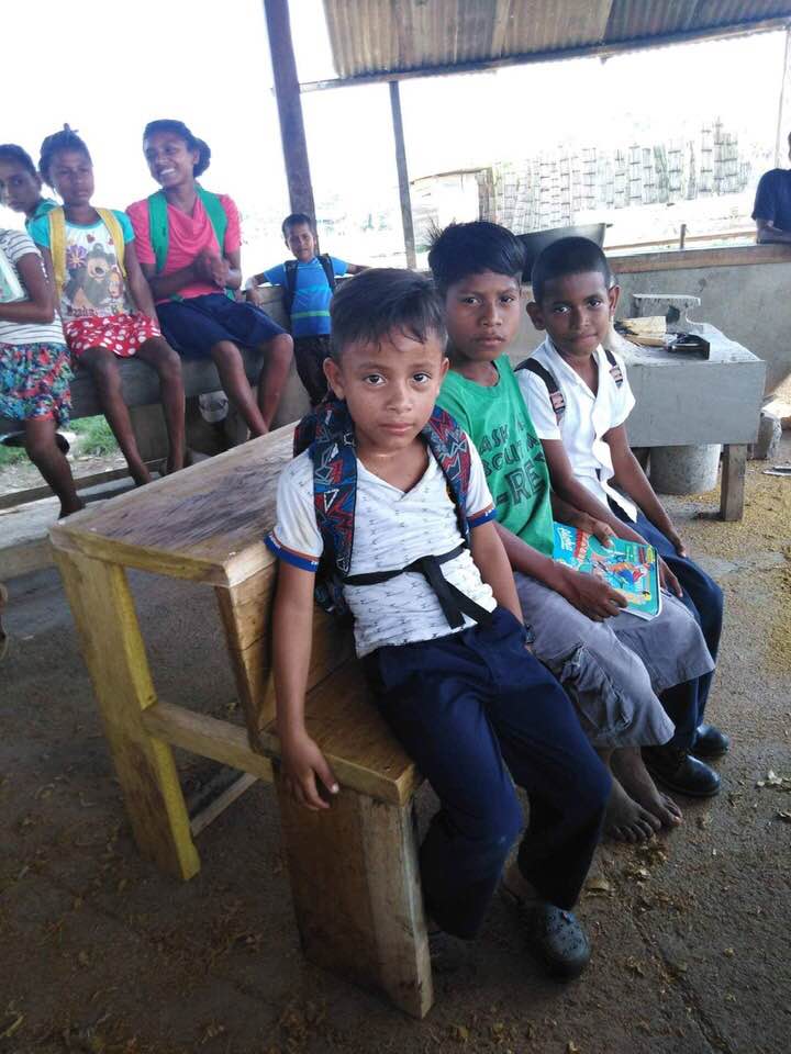 Children on school bench